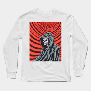 Op Art Reaper Death Mortality Optical Illusion Grim Reaper Long Sleeve T-Shirt